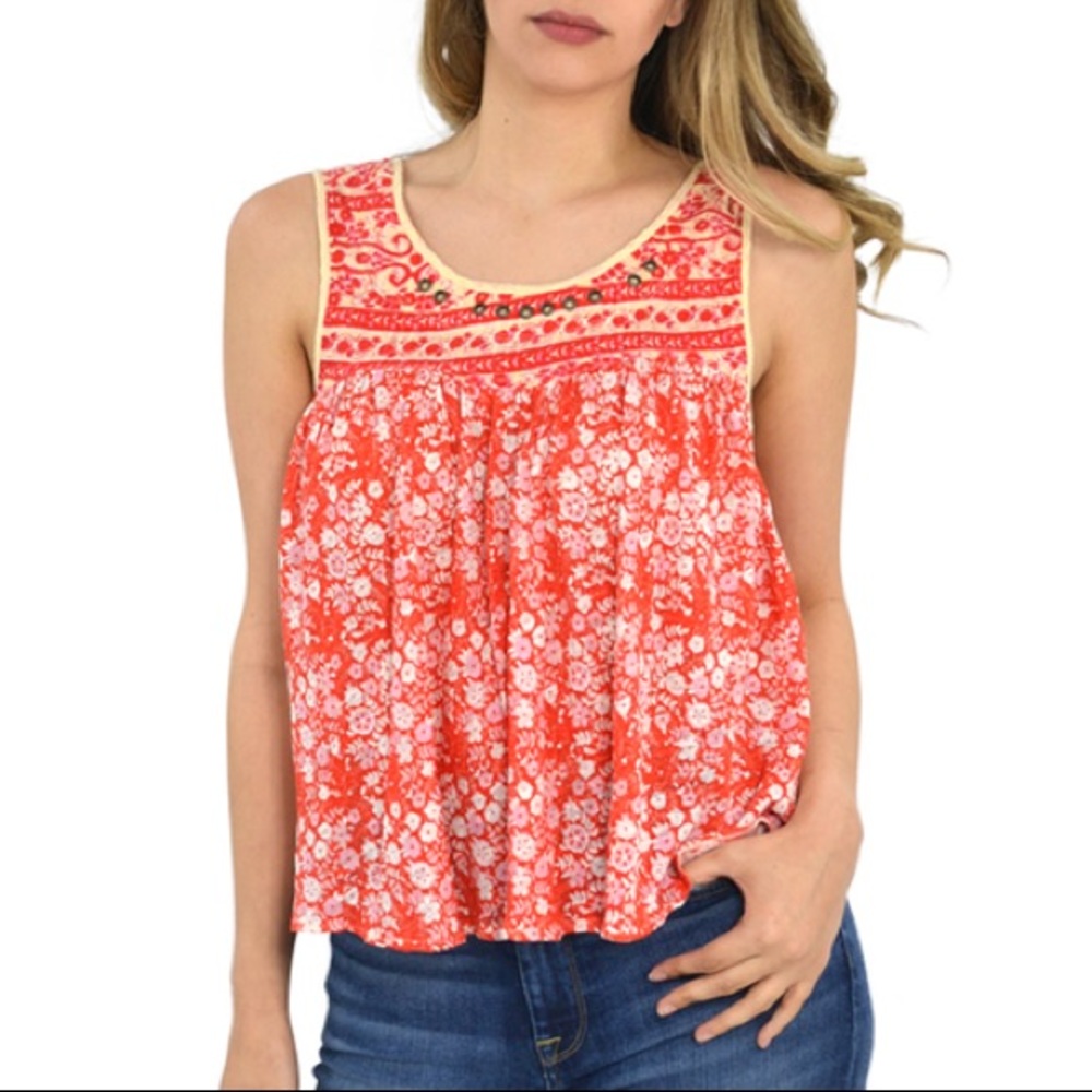 Free People Lucky Coin Linen Tank